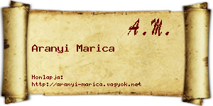 Aranyi Marica névjegykártya